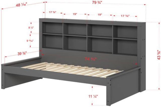 Donco Kids Dark Gray Youth Twin Bookcase Daybed-2