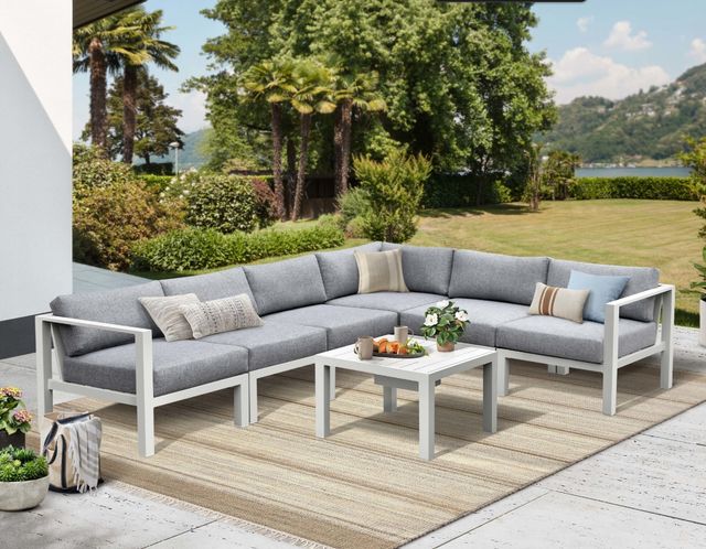 Intercon Nash 7-Piece Buff Aluminum/Fabric Outdoor Sectional Set-1