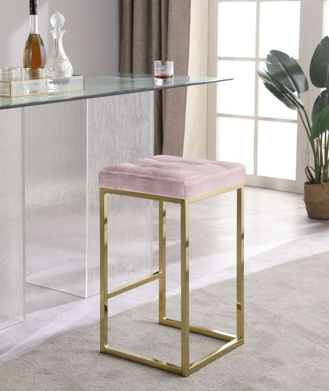 Meridian Furniture Nicola Pink Velvet Counter Stool-3