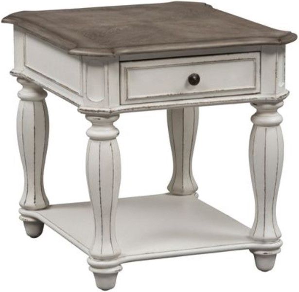 Liberty Furniture Magnolia Manor 3-Piece Weathered Brown Top Occasional Table Set with Antique White Base-3