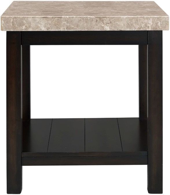 Elements International Kansas Espresso Beige/Espresso End Table-2