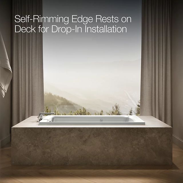 KOHLER® Archer® Ice Gray 60" x 32" Drop-In Whirlpool Bath with Heater-3