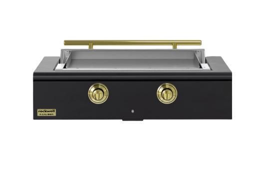 Caliber™ Rockwell Social 42" Matte Black Built-In Liquid Propane Outdoor Griddle with Brass Hardware-0