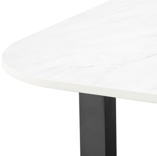 Sunset West Malibu White Sintered Stone Top Outdoor Dining Table with Matte Coal Aluminum Base-4