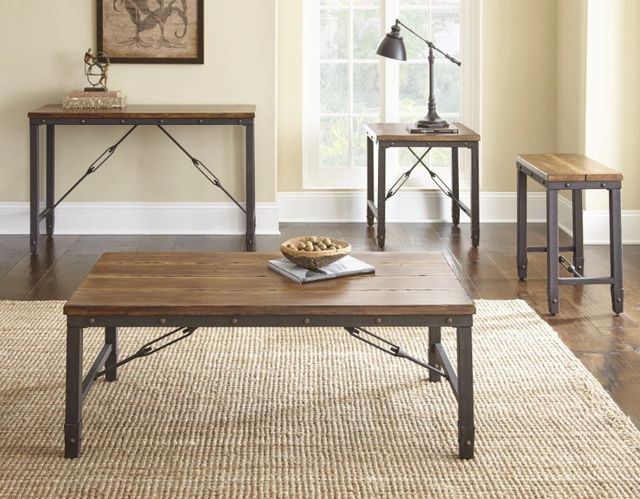 Steve Silver Co. Ashford Antique Honey Chairside Table with Brown Base-1
