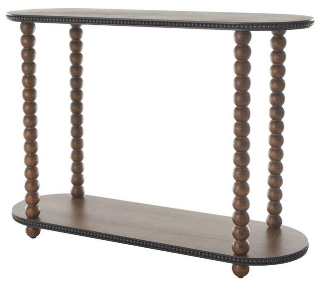 Deco Marche Brown Oval Spindle Console Table with Beaded Edges-1
