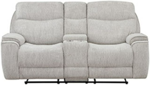 New Classic® Home Furnishings Lucerne White Reclining Console Loveseat with Powered Headrest and Footrest-0