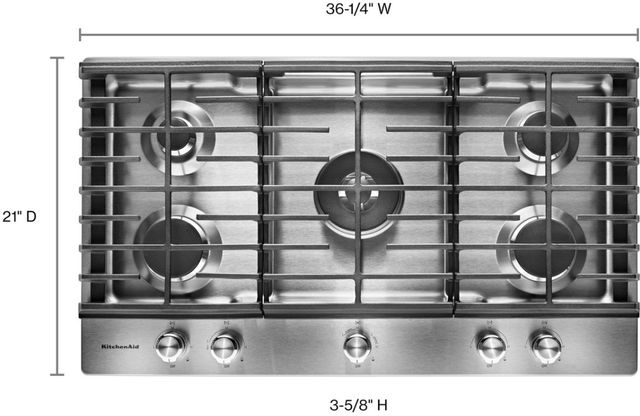 KitchenAid® 36'' Stainless Steel Gas Cooktop-2
