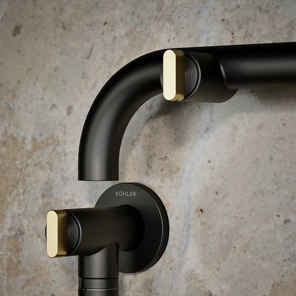 KOHLER® Components® Brushed Moderne Brass/Matte Black Wall-Mount Pot Filler-2