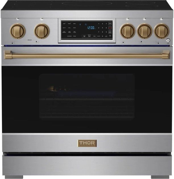 Thor Kitchen® Gordon Ramsay Collection 36" Stainless Steel Pro Style Induction Range with Tilt Panel Touch Control and Bronze Trim-0