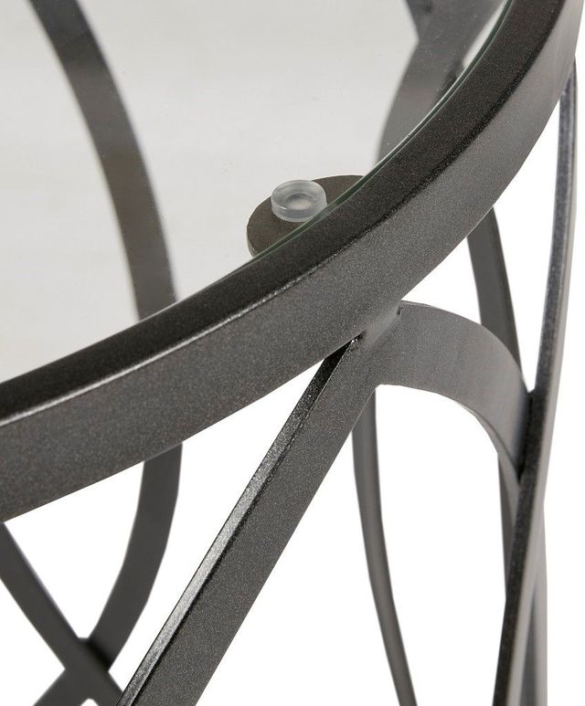 Olliix by Madison Park Tempered Glass Accent Table with Black Base-1