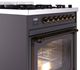 Ilve® Nostalgie II Noblesse 30" Graphite Matte Pro Style Dual Fuel Range with Burnished Trim-4