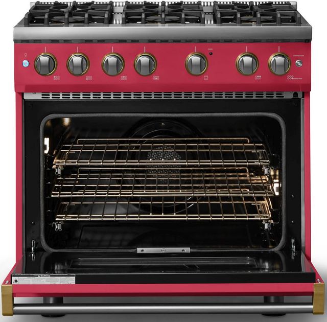Viking® 5 Series 36" Valentine Pro Style Gas (NG) Range with Brushed Brass Trim-1