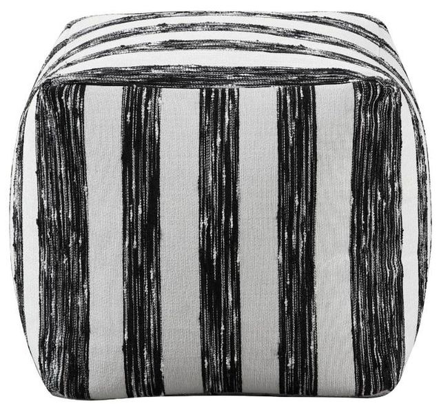 Homelegance® Easley Black/White Striped Pouf-2