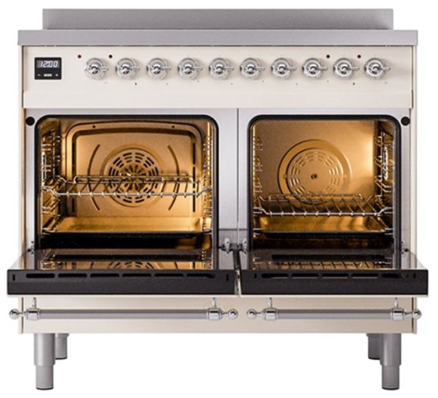 Ilve® Nostalgie II Noblesse 40'' Antique White Pro Style Induction Range with Chrome Trim-2