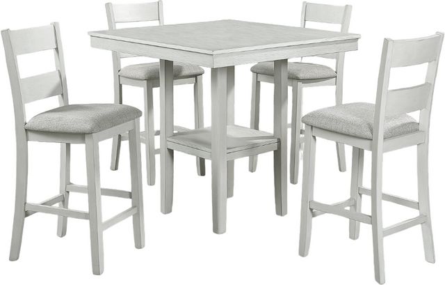 Crown Mark Lester 5-Piece White Counter Dining Room Set