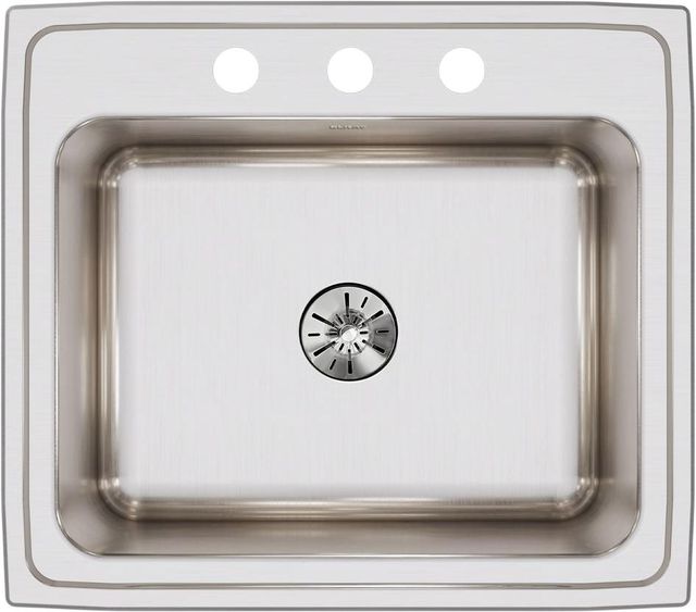 Elkay Lustertone® Classic Lustrous Satin 25" x 22" x 10-3/8" 3-Hole Single Bowl Drop-In Sink with Perfect Drain®-1
