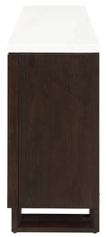 ACME Furniture Edwyn Rustic Espresso/Natural Marble Server with Fireplace-4