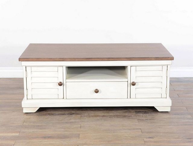 Sunny Designs™ Buck Skin Marble White Coffee Table with Brown Top -4