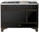Ilve® Majestic III 48" Glossy Black Pro Style Dual Fuel Natural Gas Range with Solid Door and Burnished Trim-0