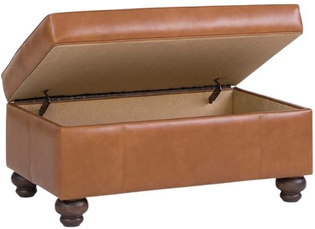 Smith Brothers Customizable 900 Leather Storage Ottoman with Turned Leg-1
