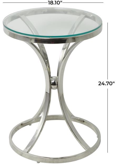 Deco Marche U Select Clear Accent Table with Silver Base-3