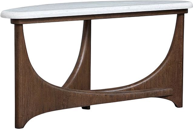 Magnussen Home® Arwen White Demilune Sofa Table with Brown Base-3