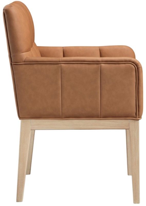 Meridian Furniture Adrian Cognac/Natural Leather Upholstered Dining Arm Chair-3