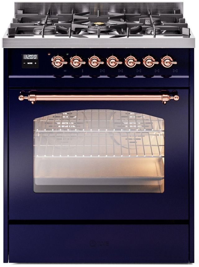 Ilve® Nostalgie II Series 30" Midnight Blue Pro Style Dual Fuel Range-0