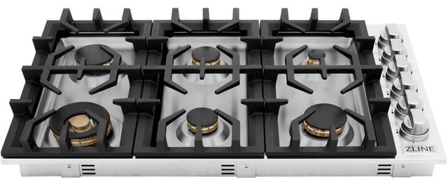 ZLINE 36" Stainless Steel Gas Cooktop with 6 Brass Burners-0