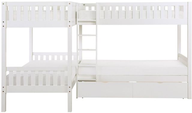 Homelegance® Galen White Youth Twin Corner Bunk Bed with Storage Boxes-2