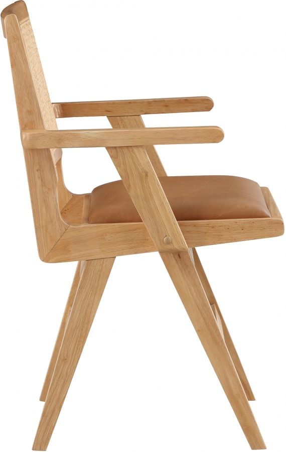 Meridian Furniture Abby Cognac/Natural Leather Dining Arm Chair-2