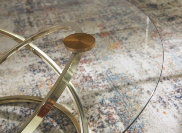 Signature Design by Ashley® Crimonti 3-Piece Glass Top Table Set with Champagne Base-3