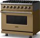 Viking® 5 Series 36" Golden Hour Pro Style Dual Fuel (LP) Range with Brushed Brass Trim-3