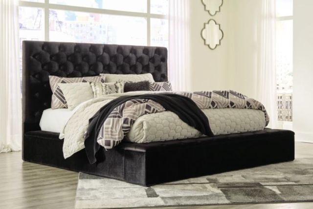 Signature Design by Ashley® Lindenfield Black Queen Upholstered Storage Bed-3