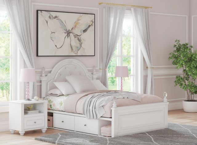 Signature Design by Ashley® Maylilly White Full Upholstered Panel Storage Bed-1