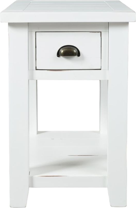Jofran Inc. Artisan's Craft Distressed Weathered White Chairside Table-1