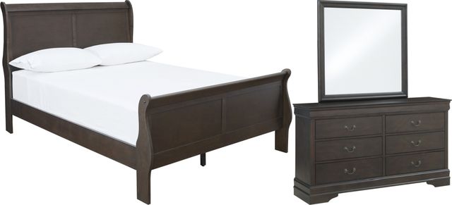 Signature Design by Ashley® Leewarden 3-Piece Dark Brown Full Sleigh Bed Set-0