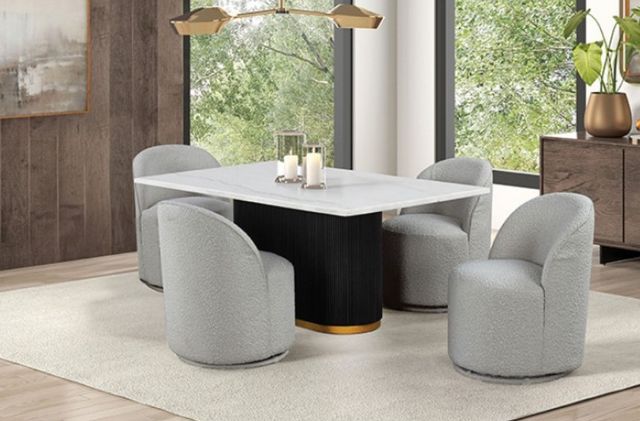 Furniture of America® Broager Light Gray Dining Swivel Chair-1