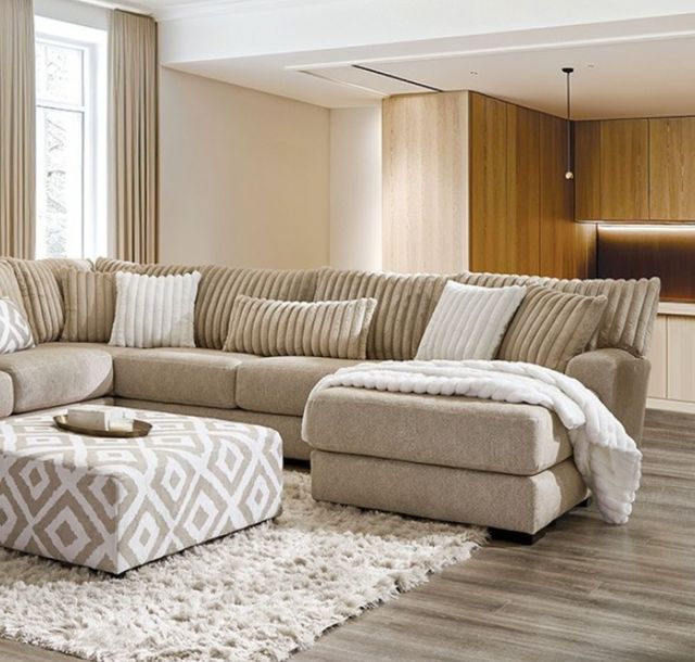 Furniture of America® Loughton 3-Piece Light Brown Sectional-2