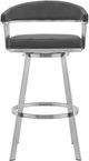 Armen Living Chelsea Brushed Stainless Steel/Gray Swivel Bar Stool-3