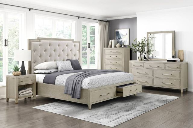 Homelegance® Genoa Ivory/Light Oak Queen Platform Storage Bed-1
