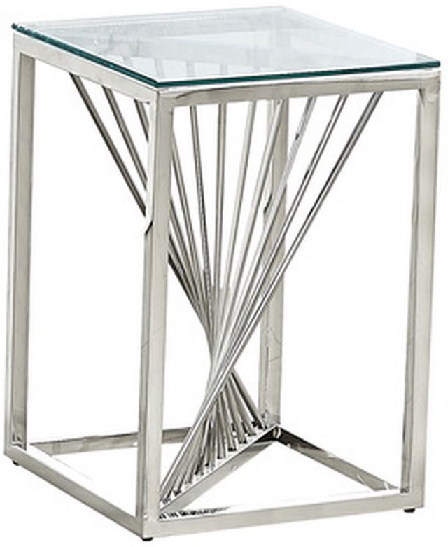 Mazin Furniture Prisma 20" Glass Top Accent Table with Polished Chrome Base