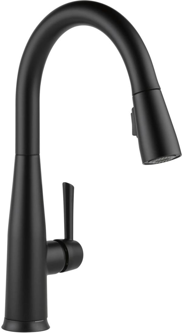 Delta Essa® Matte Black Single Handle Pull-Down Kitchen Faucet withTouch2O® Technology-0