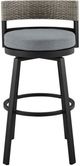 Armen Living Encinitas Black/Dark Gray Aluminum/Fabric/Rattan Outdoor Swivel Counter Stool-3