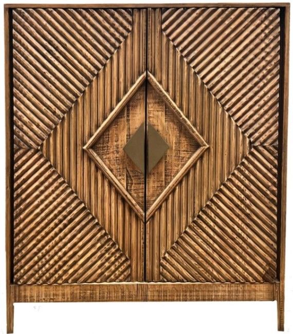 Million Dollar Rustic Old West Brown 2-Door Diamond Console-0