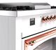 Ilve® Nostalgie II Noblesse 60'' White Pro Style Dual Fuel Range with Copper Trim-4
