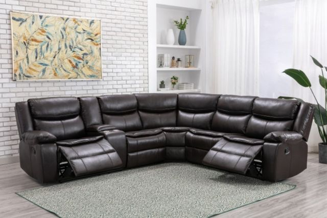 Mazin Furniture Darnell 3-Piece Cocoa Brown Modular Manual Reclining Sofa Sectional-3