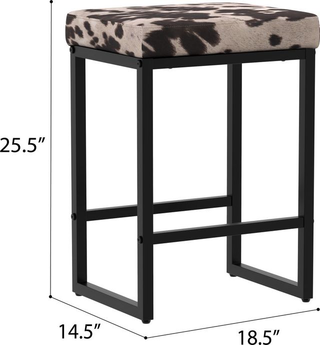 Emerald Home Abilene 2-Piece Cow Hide Print Barstool Set-2