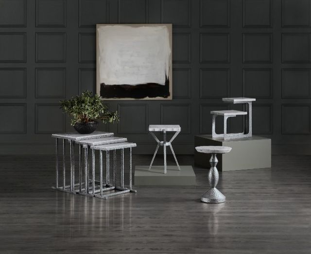 Hooker® Furniture Melange Glendon Gray Side Table with Silver Base-1